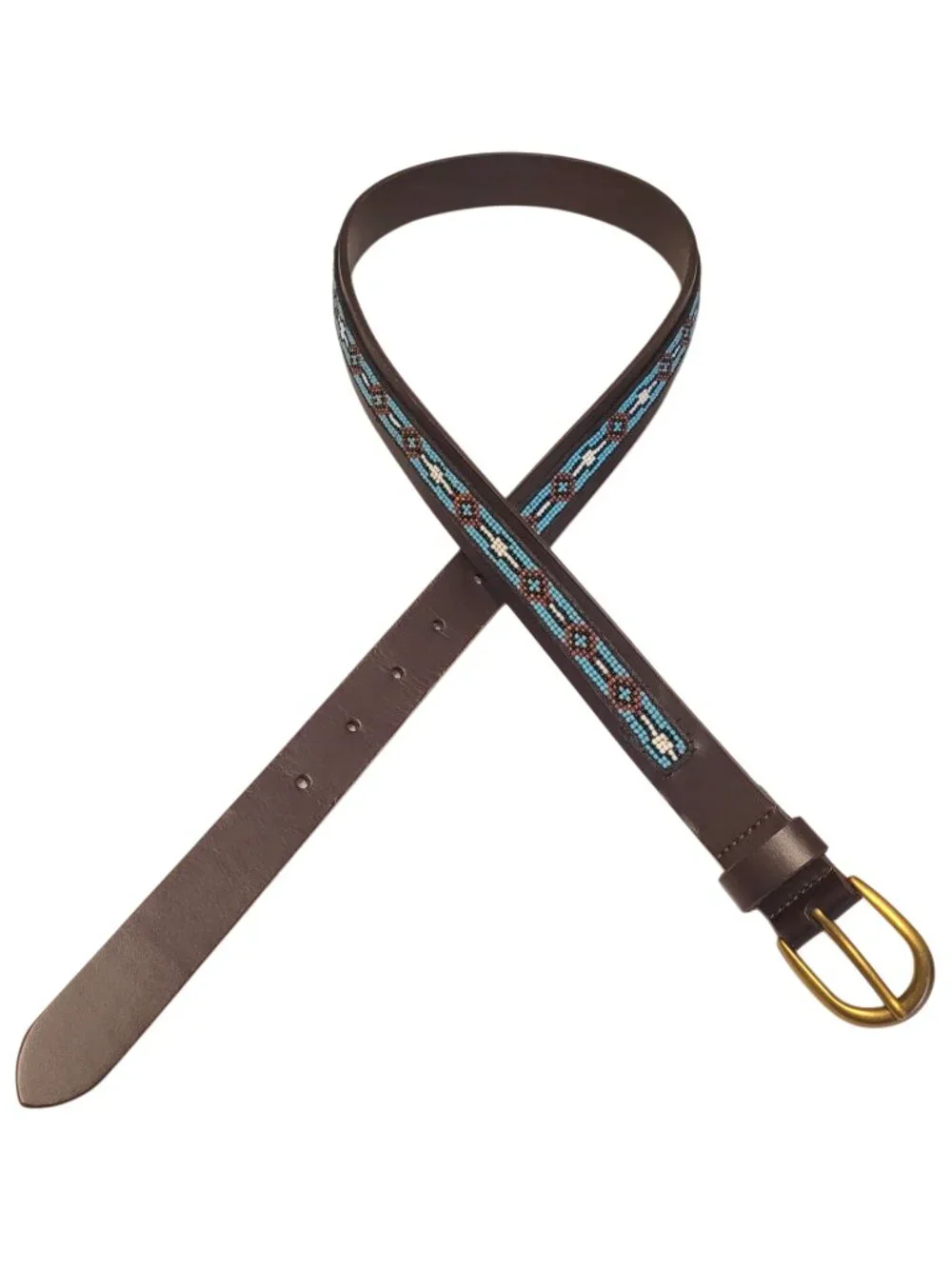Lucky Brand Boho Beaded Leather Belt